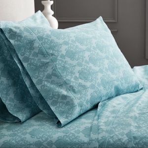 Teal Paisley 600 Thread Count 100% Cotton King Sheet Set